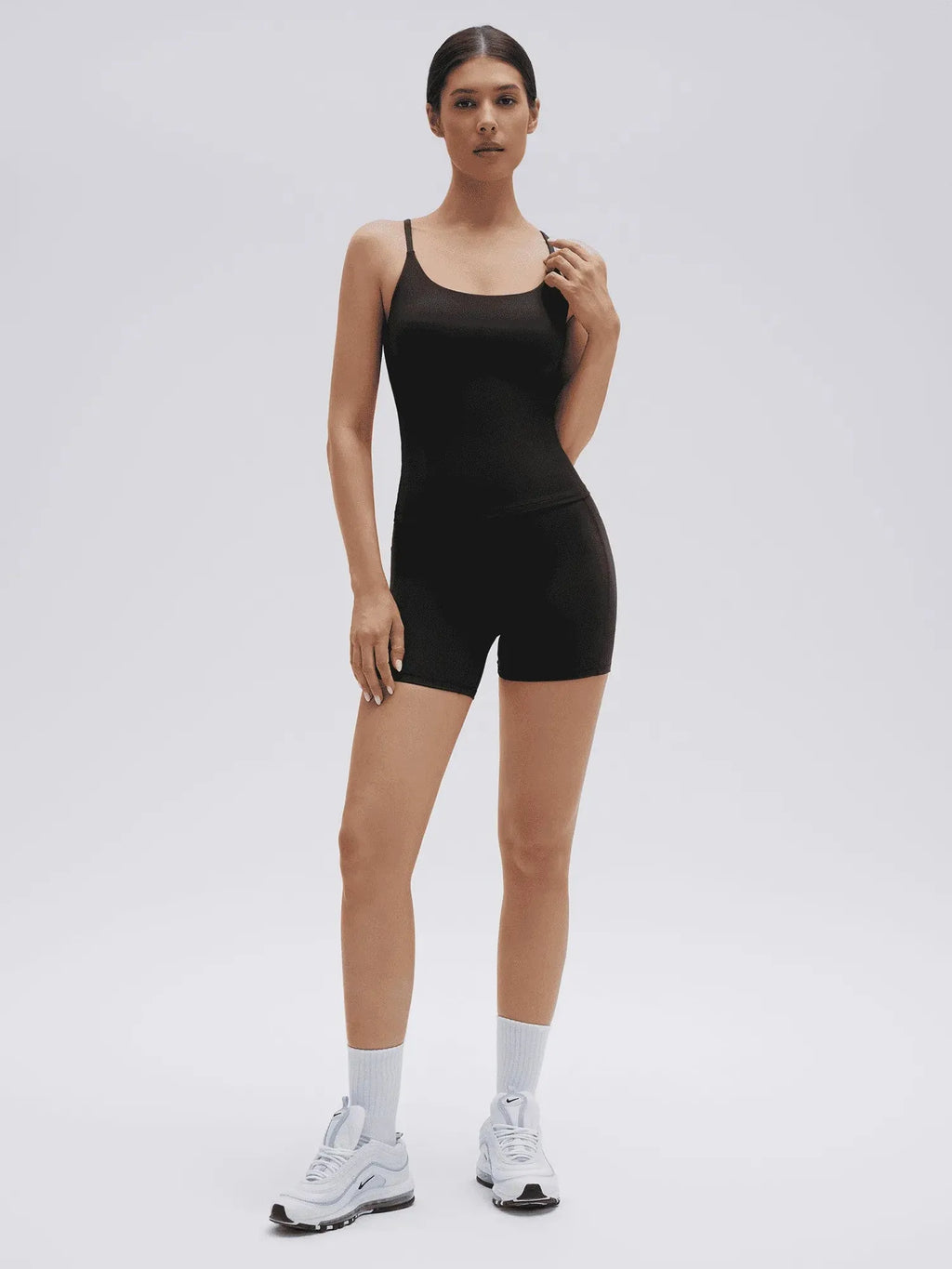 Scoop Neck Backless Waisted Workout Sets