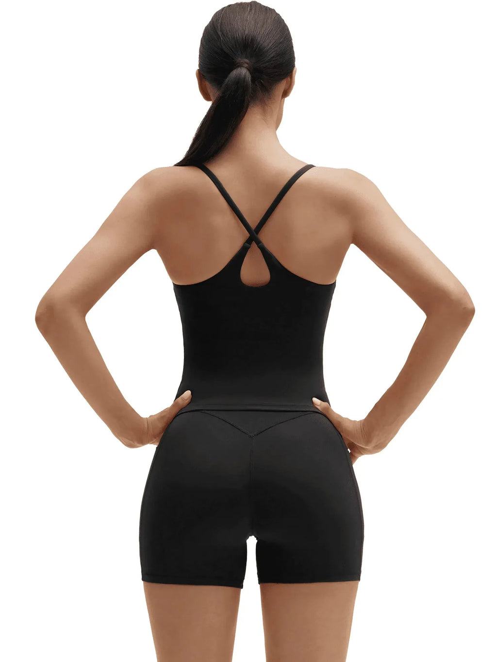 Scoop Neck Backless Waisted Workout Sets