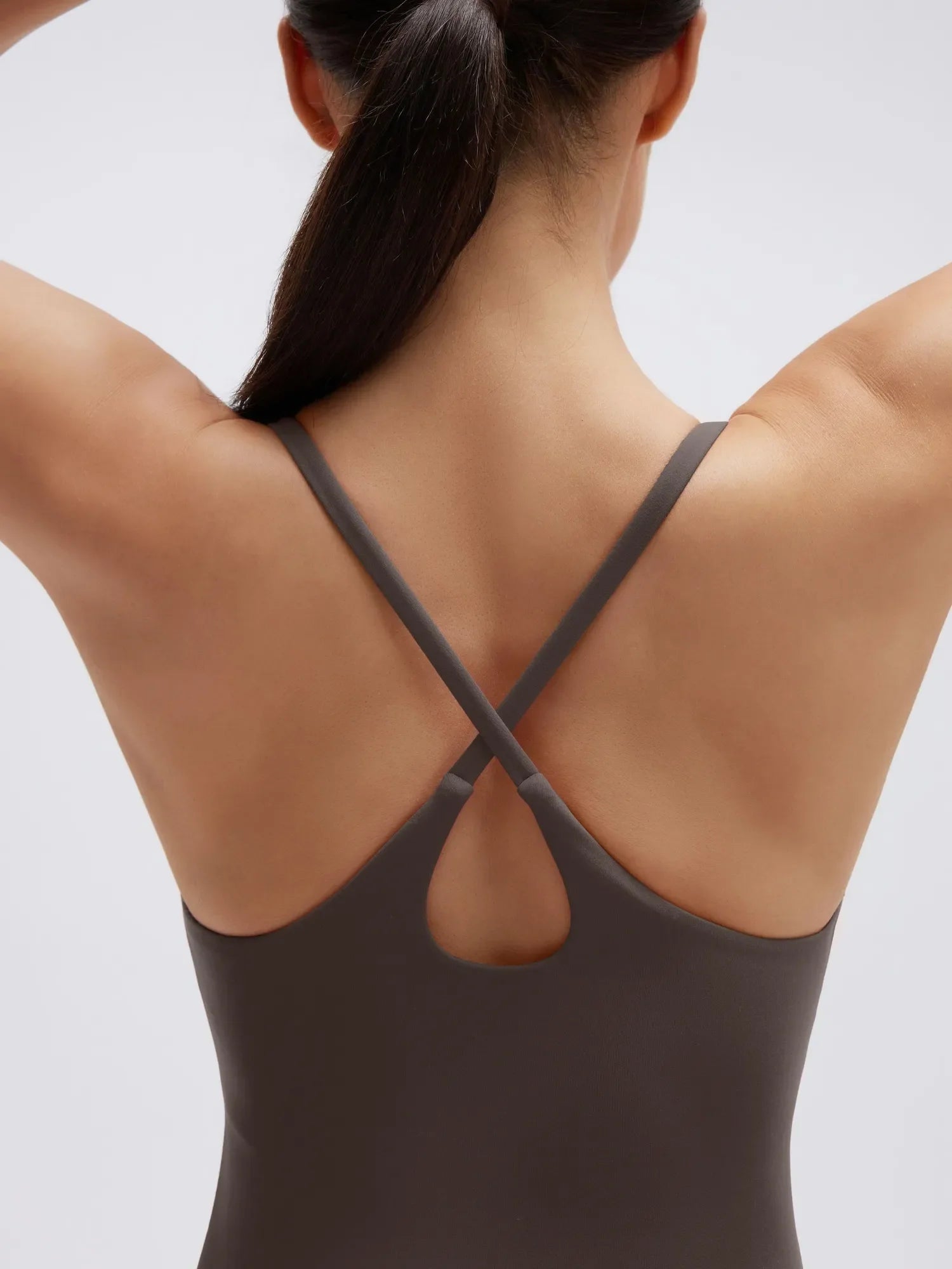Scoop Neck Backless Waisted Workout Sets