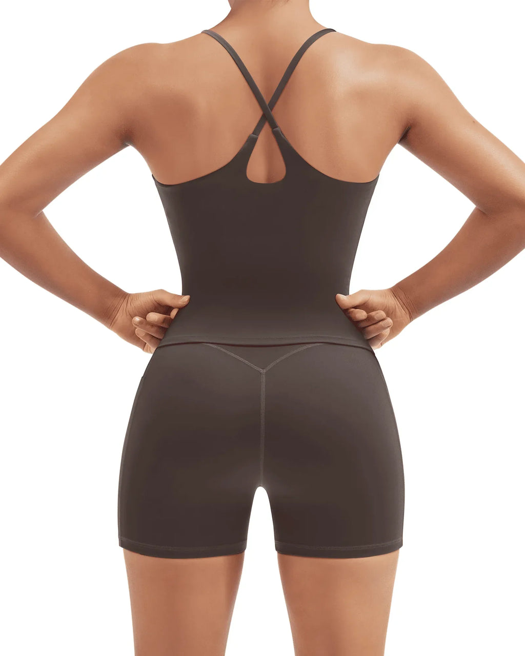 Scoop Neck Backless Waisted Workout Sets