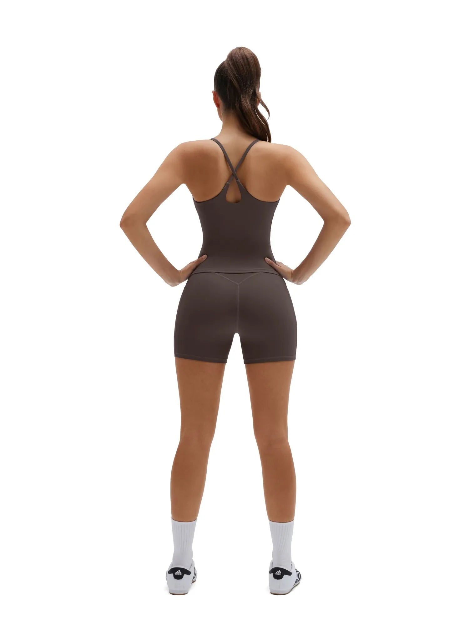 Scoop Neck Backless Waisted Workout Sets