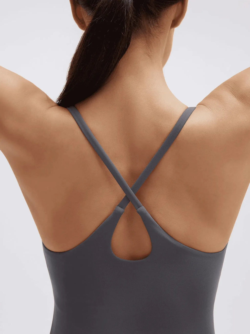 Scoop Neck Backless Waisted Workout Sets