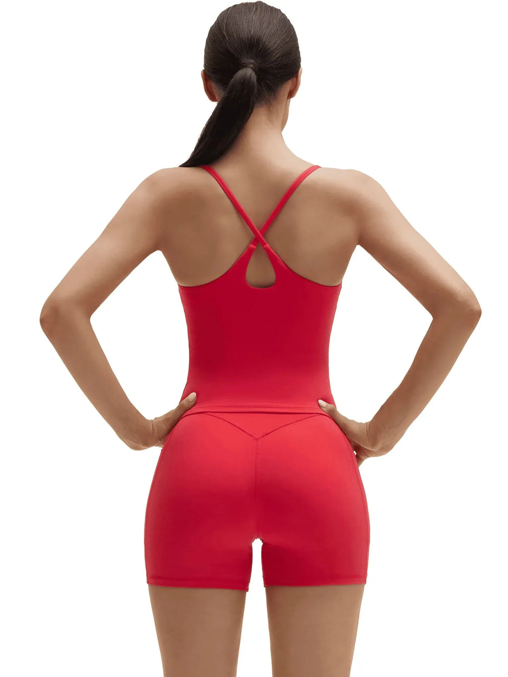 Scoop Neck Backless Waisted Workout Sets
