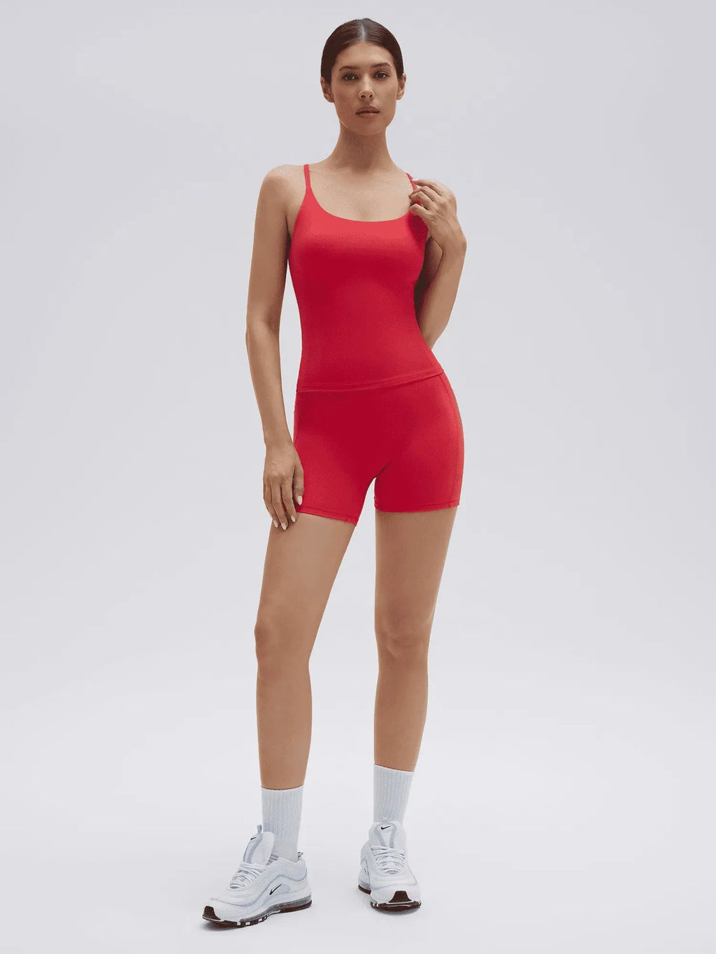 Scoop Neck Backless Waisted Workout Sets