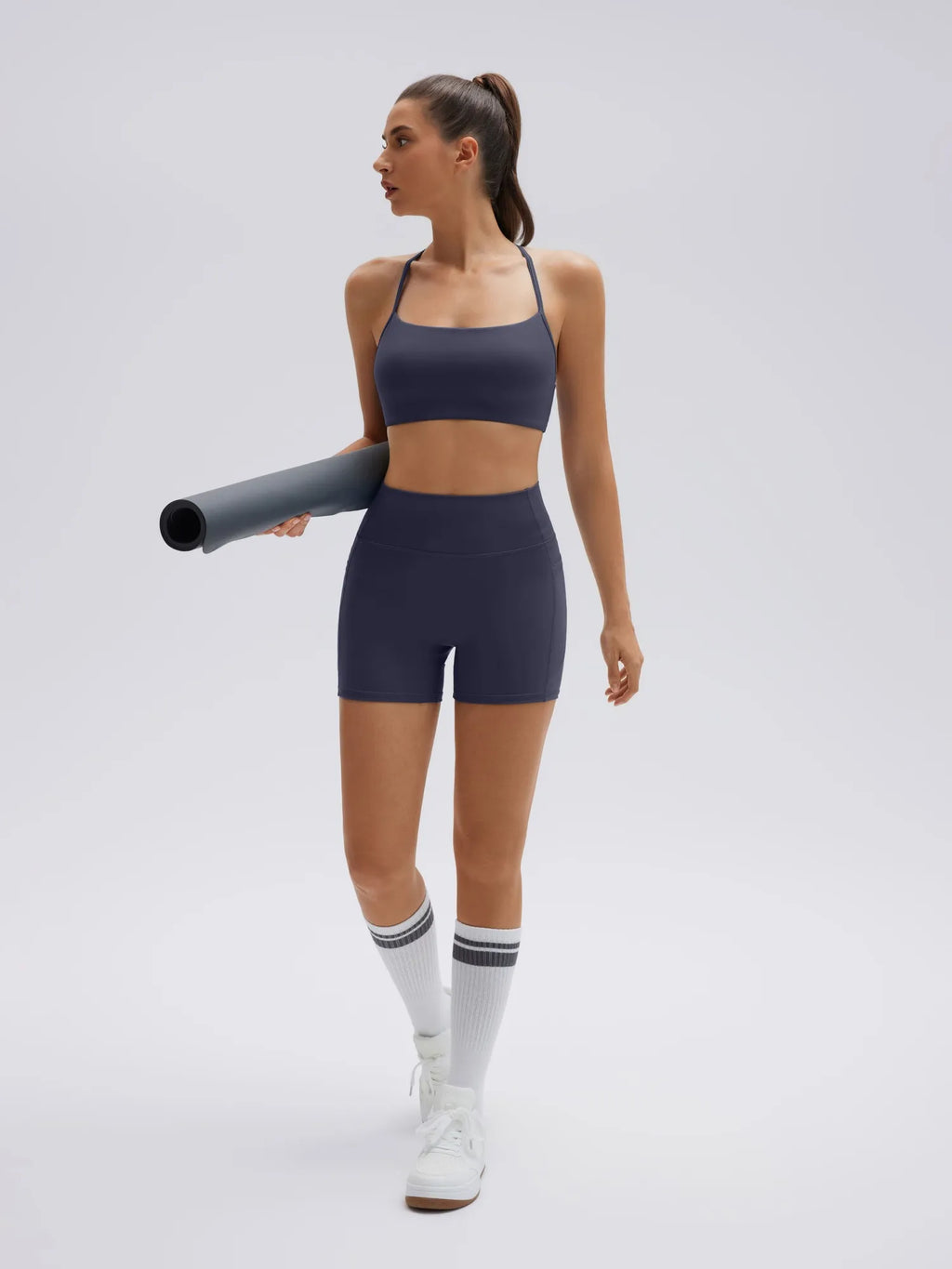 Halter Criss Cross Crop Tops 2 Piece Workout Sets