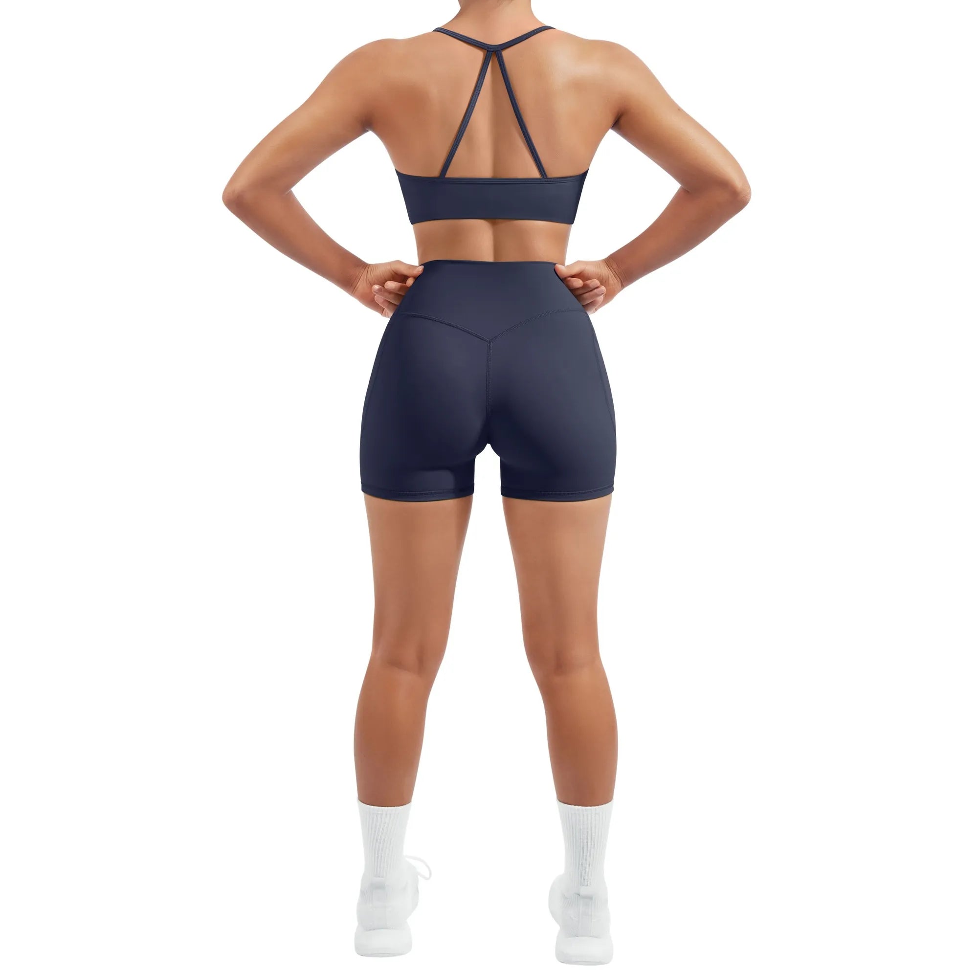 Halter Criss Cross Crop Tops 2 Piece Workout Sets