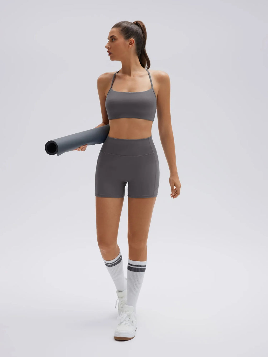 Halter Criss Cross Crop Tops 2 Piece Workout Sets