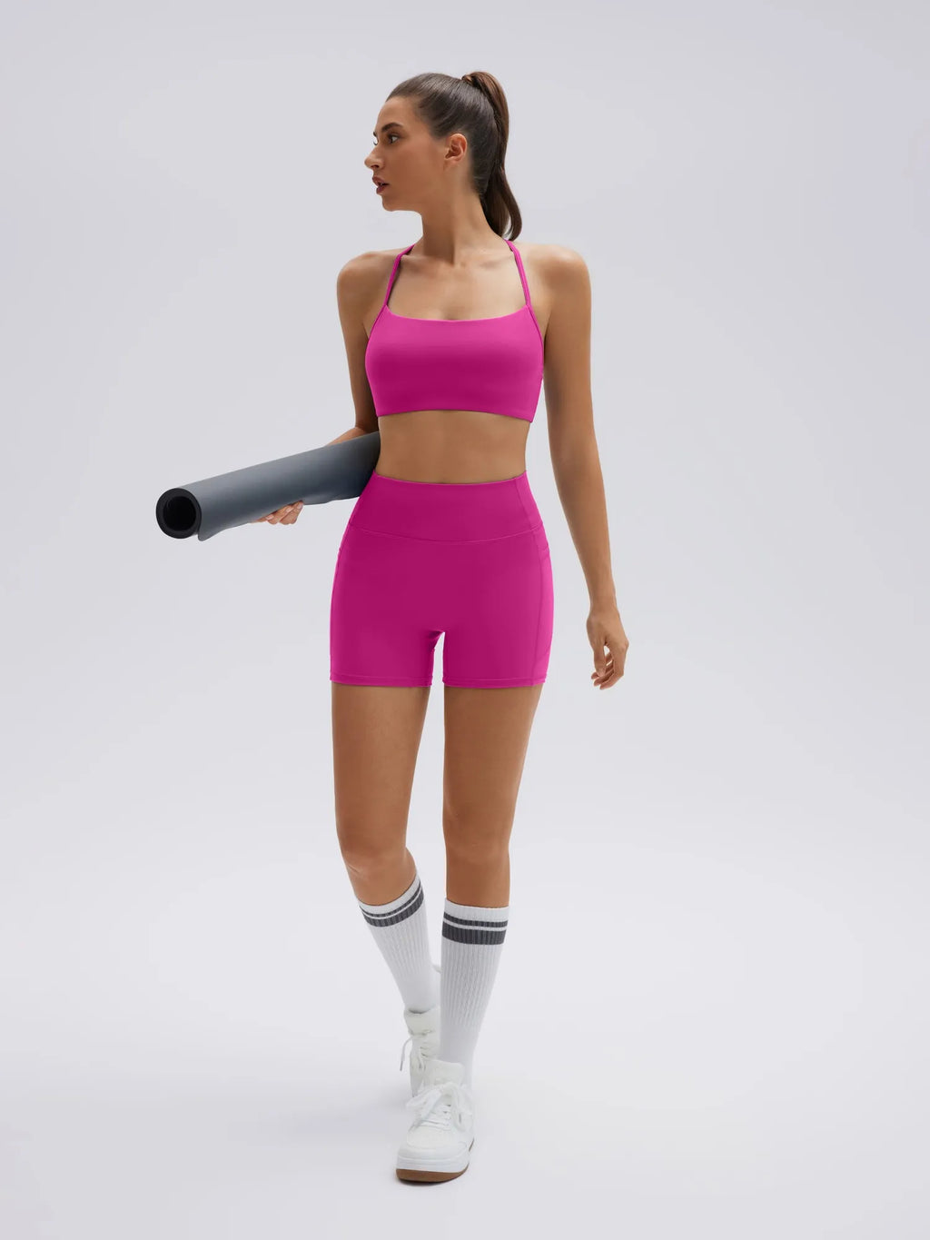 Halter Criss Cross Crop Tops 2 Piece Workout Sets