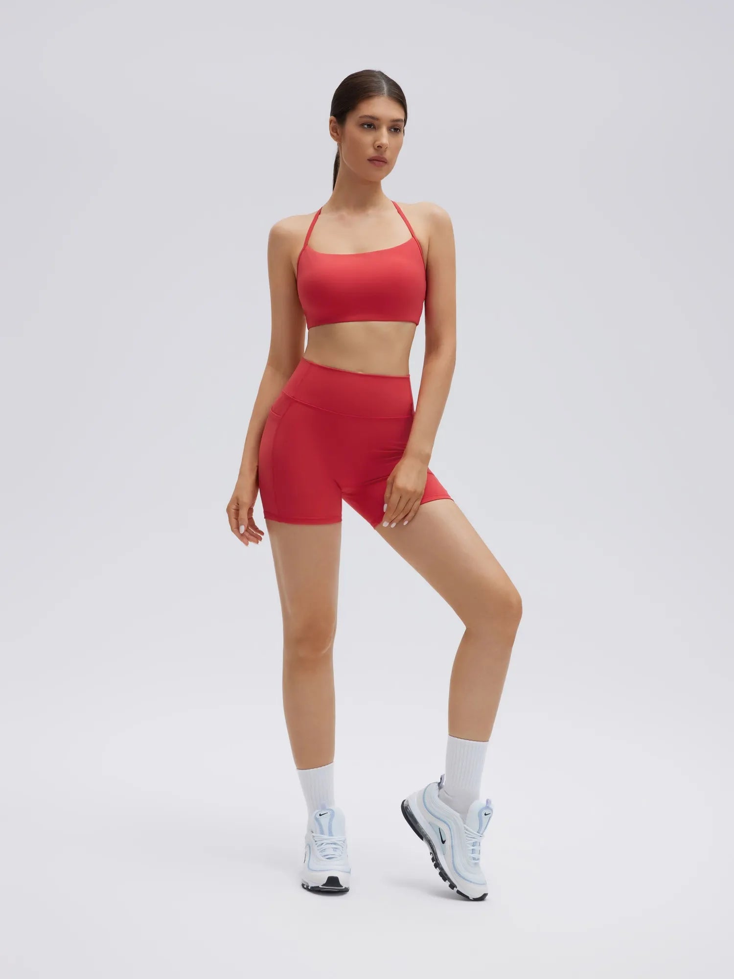 Halter Criss Cross Crop Tops 2 Piece Workout Sets
