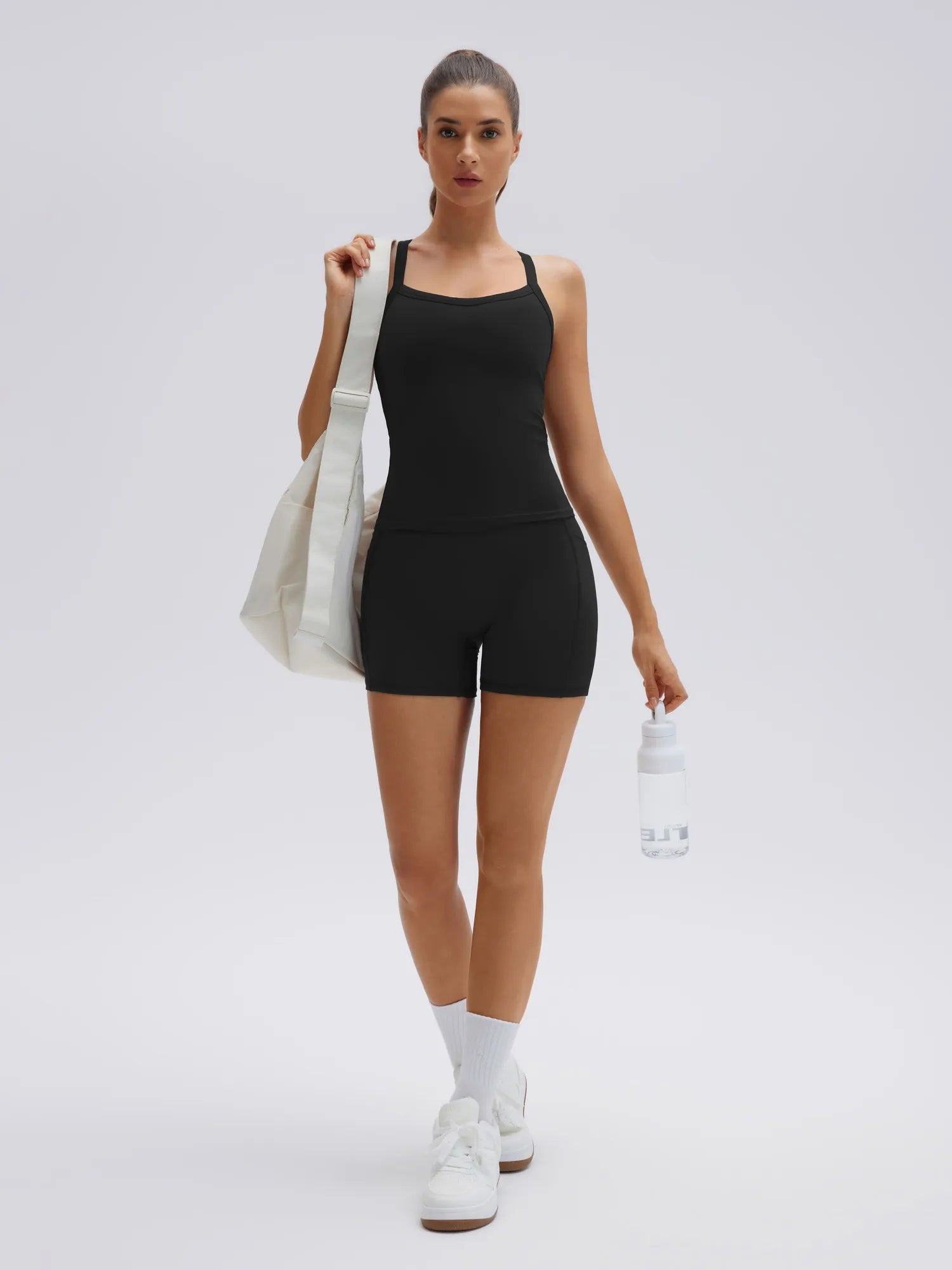 Padded Racerback Criss cross back top 2 Piece Workout Sets