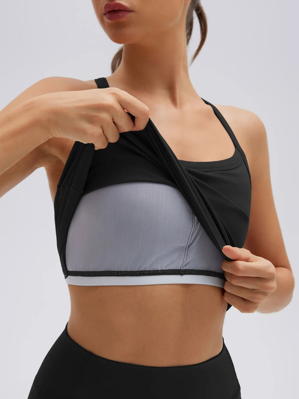 Padded Racerback Criss cross back top 2 Piece Workout Sets