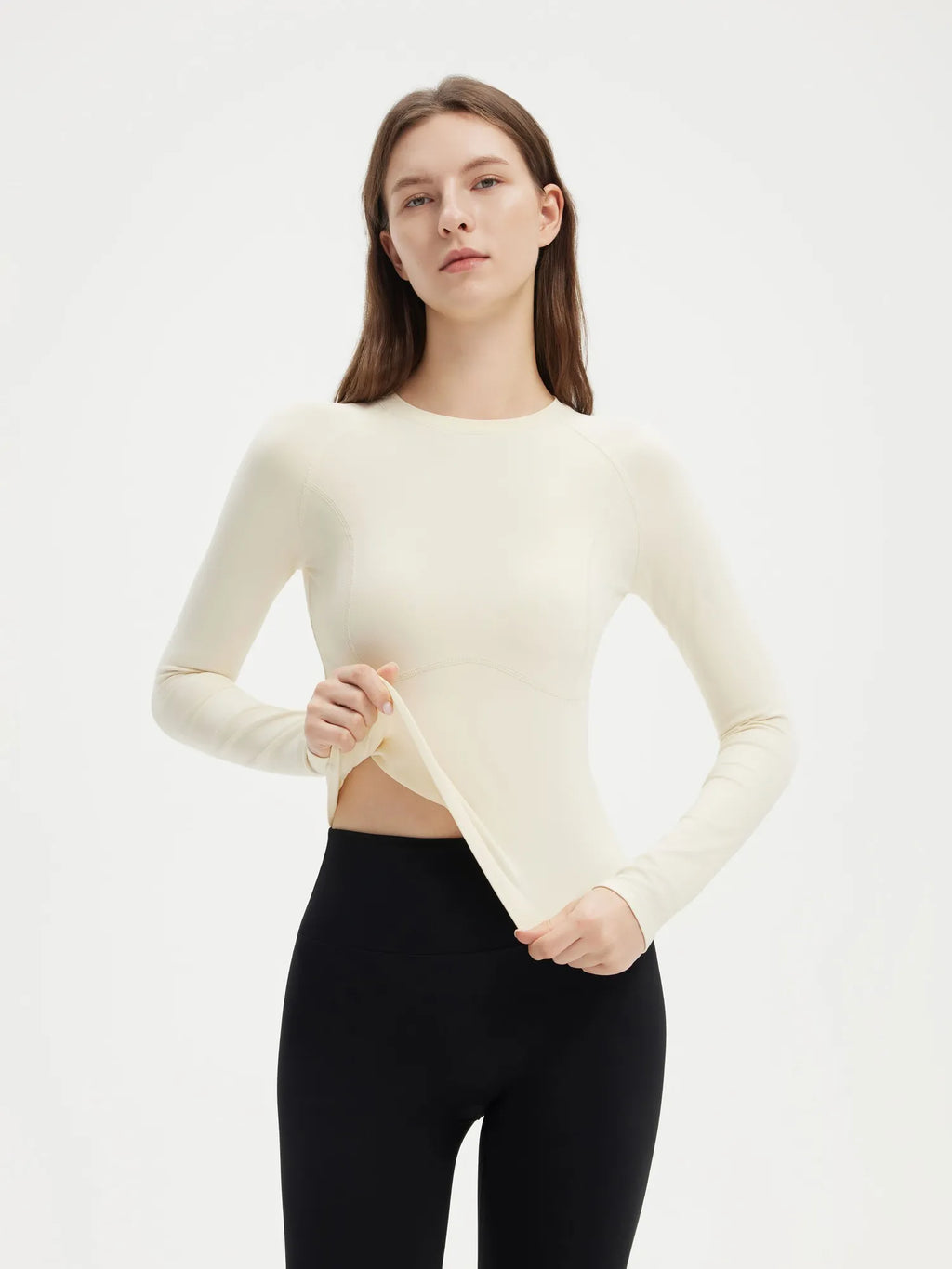 Seamless Crew Neck Workout Shirt - Long Sleeve