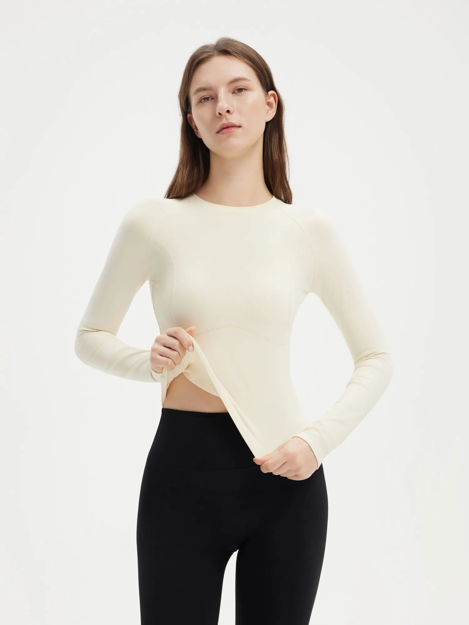 Seamless Crew Neck Workout Shirt - Long Sleeve