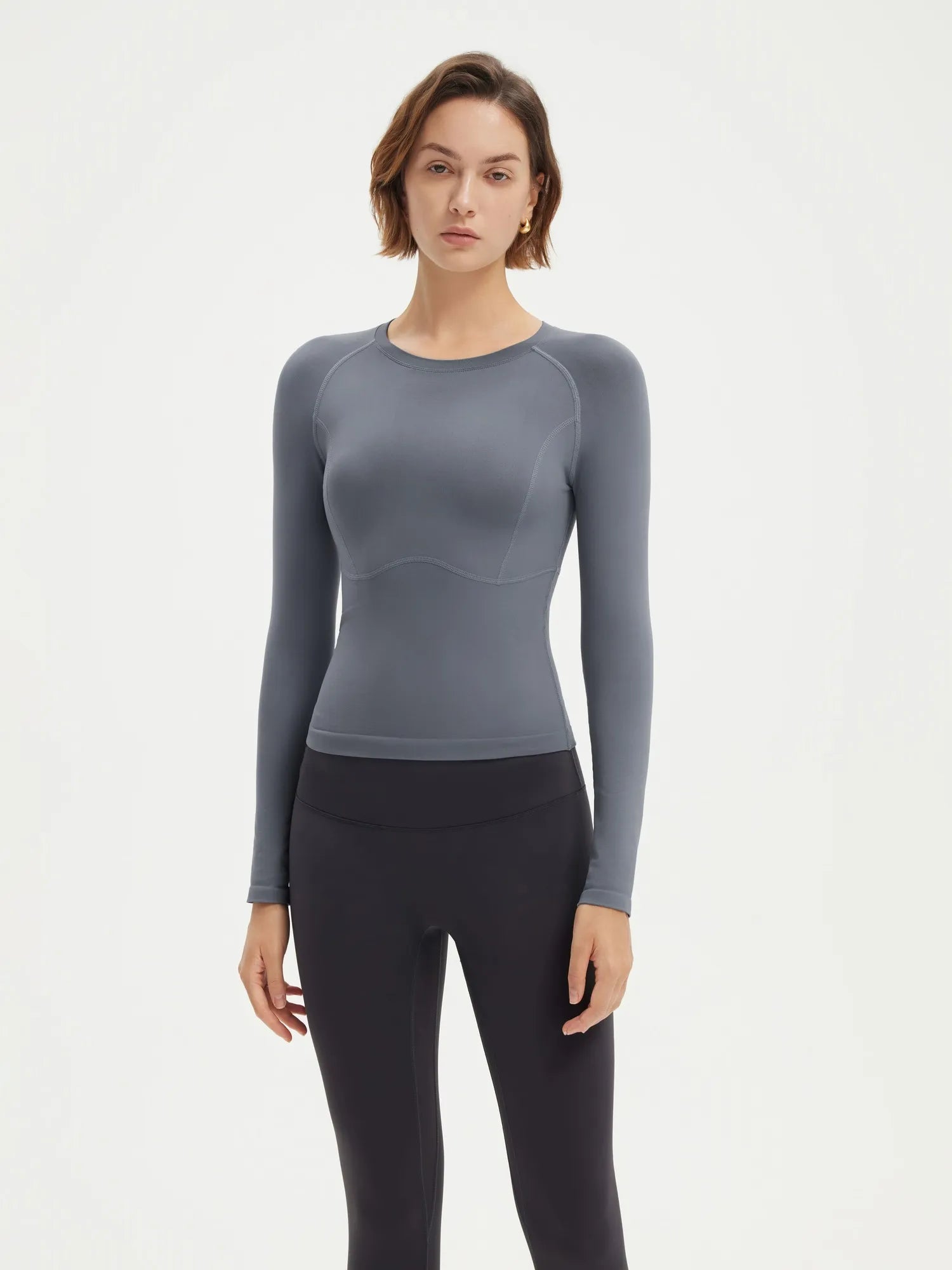 Seamless Crew Neck Workout Shirt - Long Sleeve