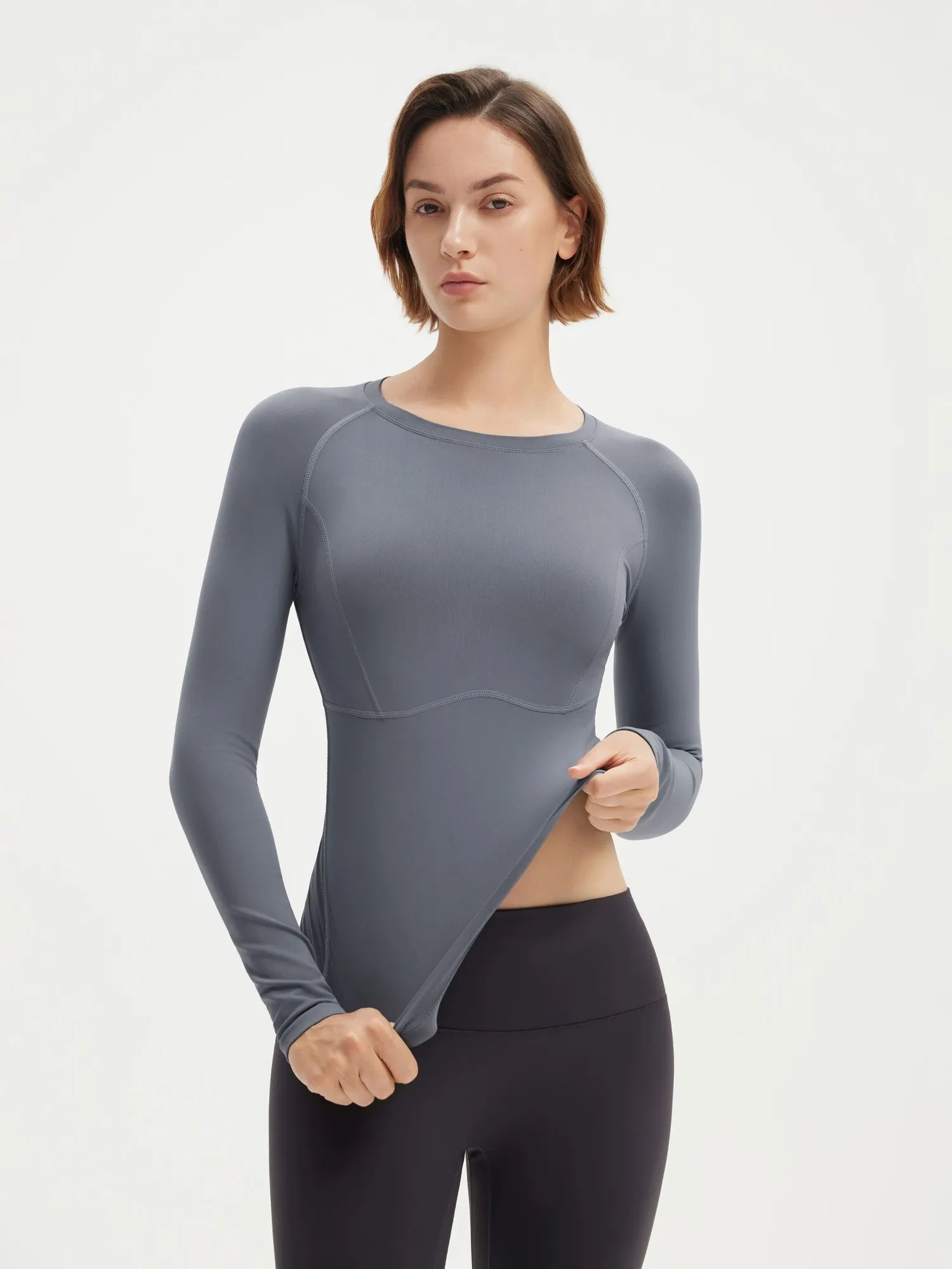Seamless Crew Neck Workout Shirt - Long Sleeve