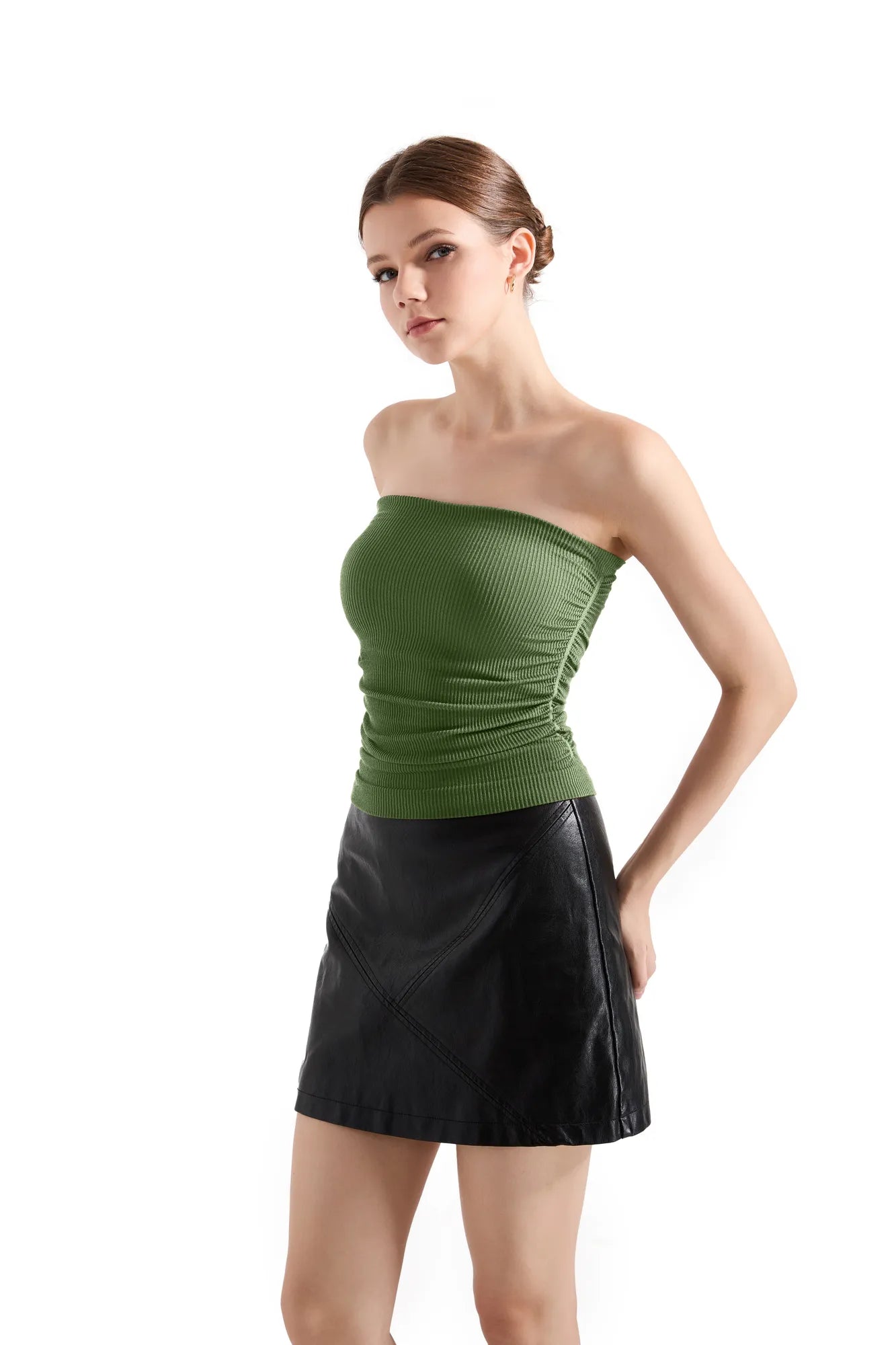 Ribbed Ruched Tube Top