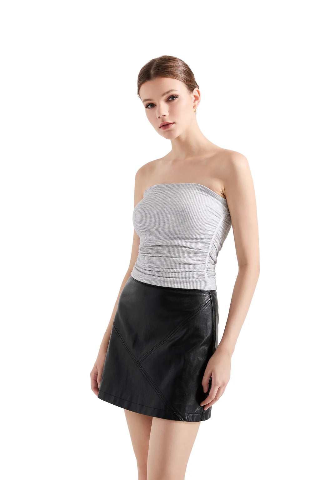 Ribbed Ruched Tube Top