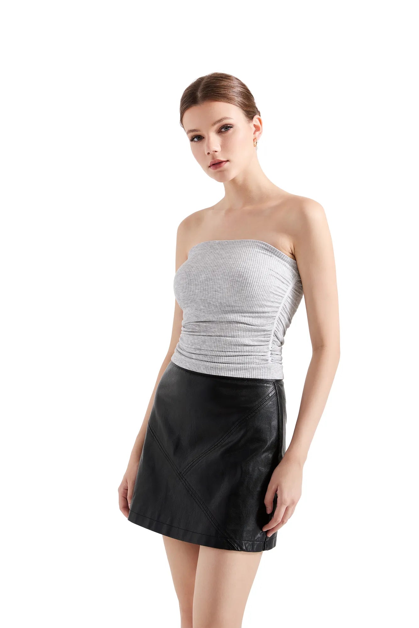 Ribbed Ruched Tube Top