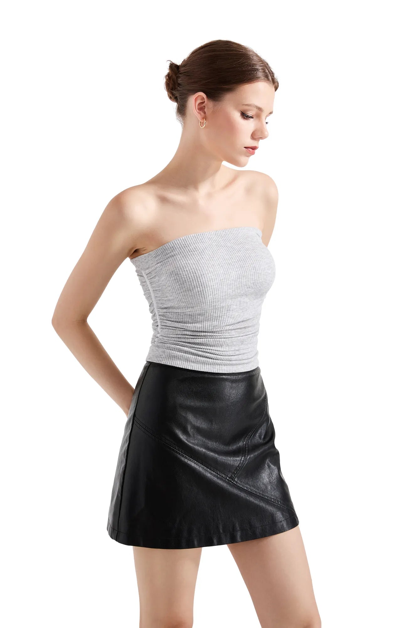 Ribbed Ruched Tube Top