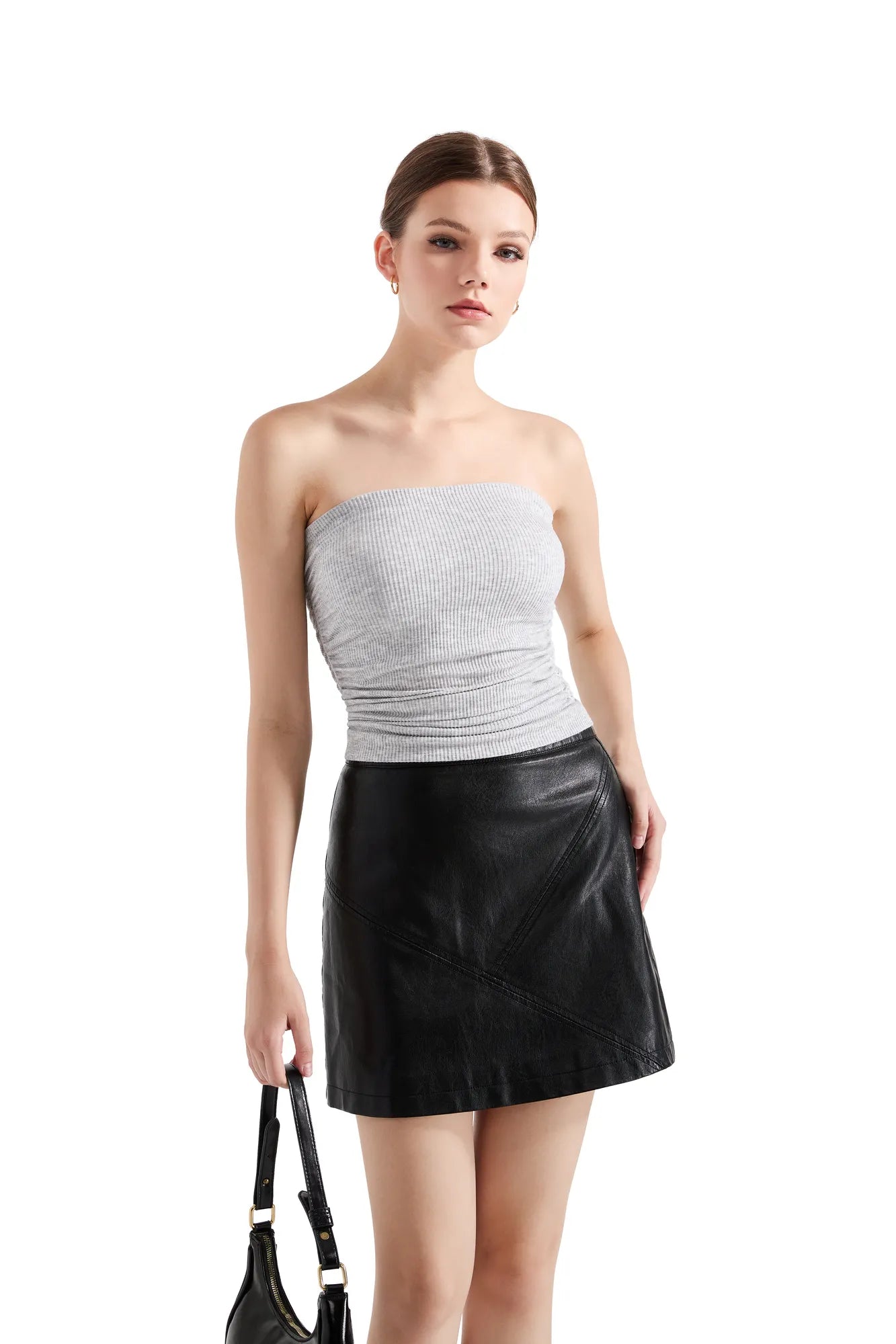 Ribbed Ruched Tube Top