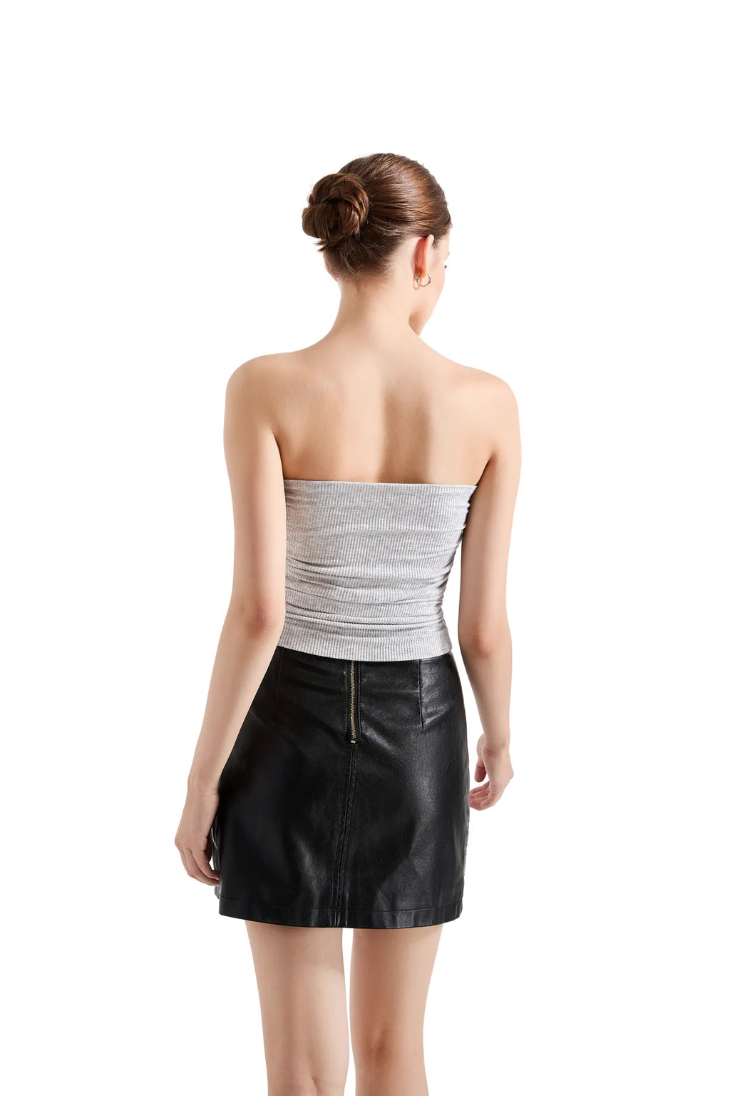 Ribbed Ruched Tube Top