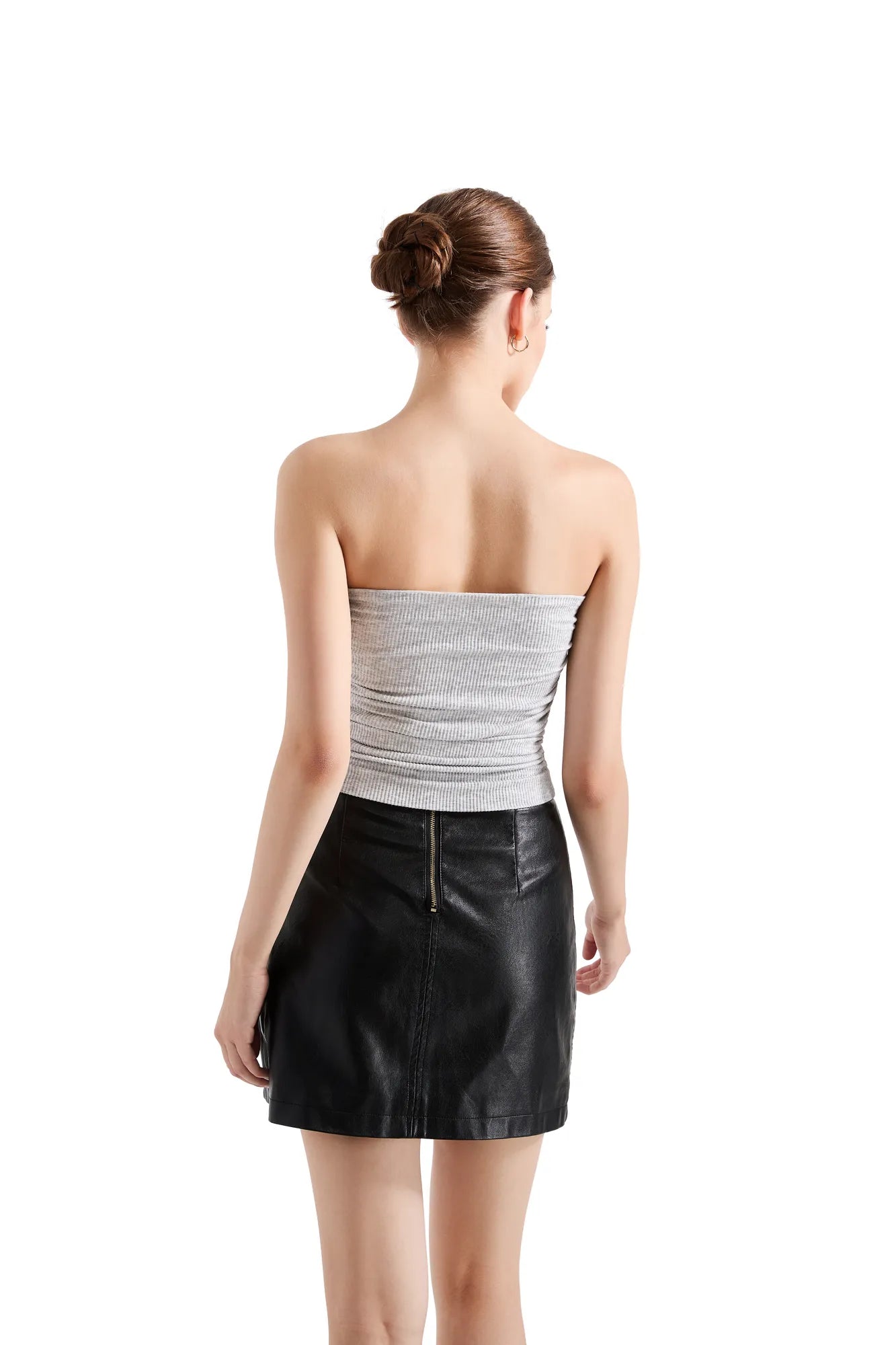 Ribbed Ruched Tube Top