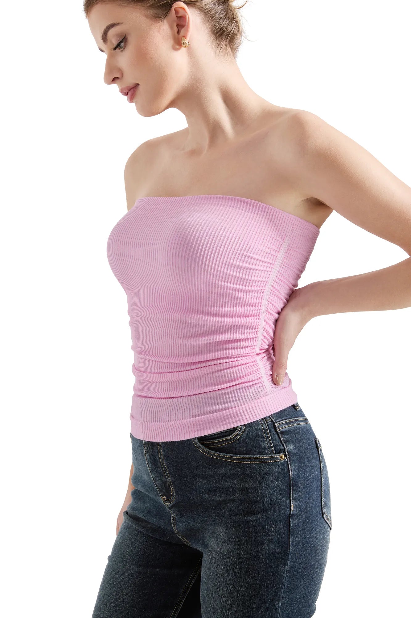 Ribbed Ruched Tube Top