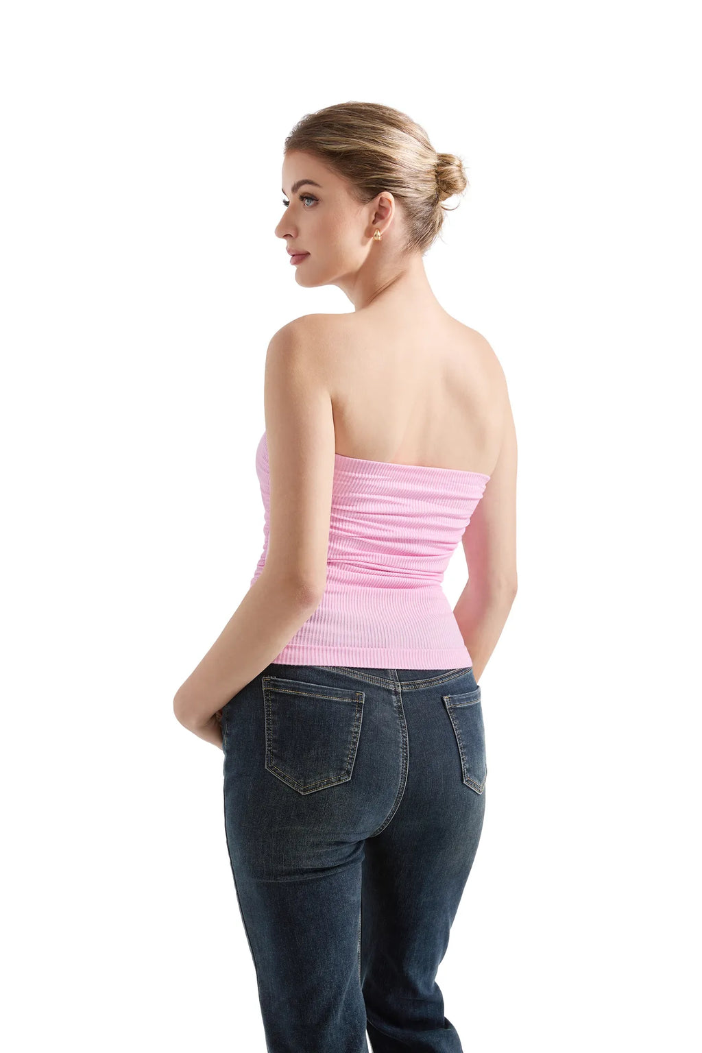 Ribbed Ruched Tube Top