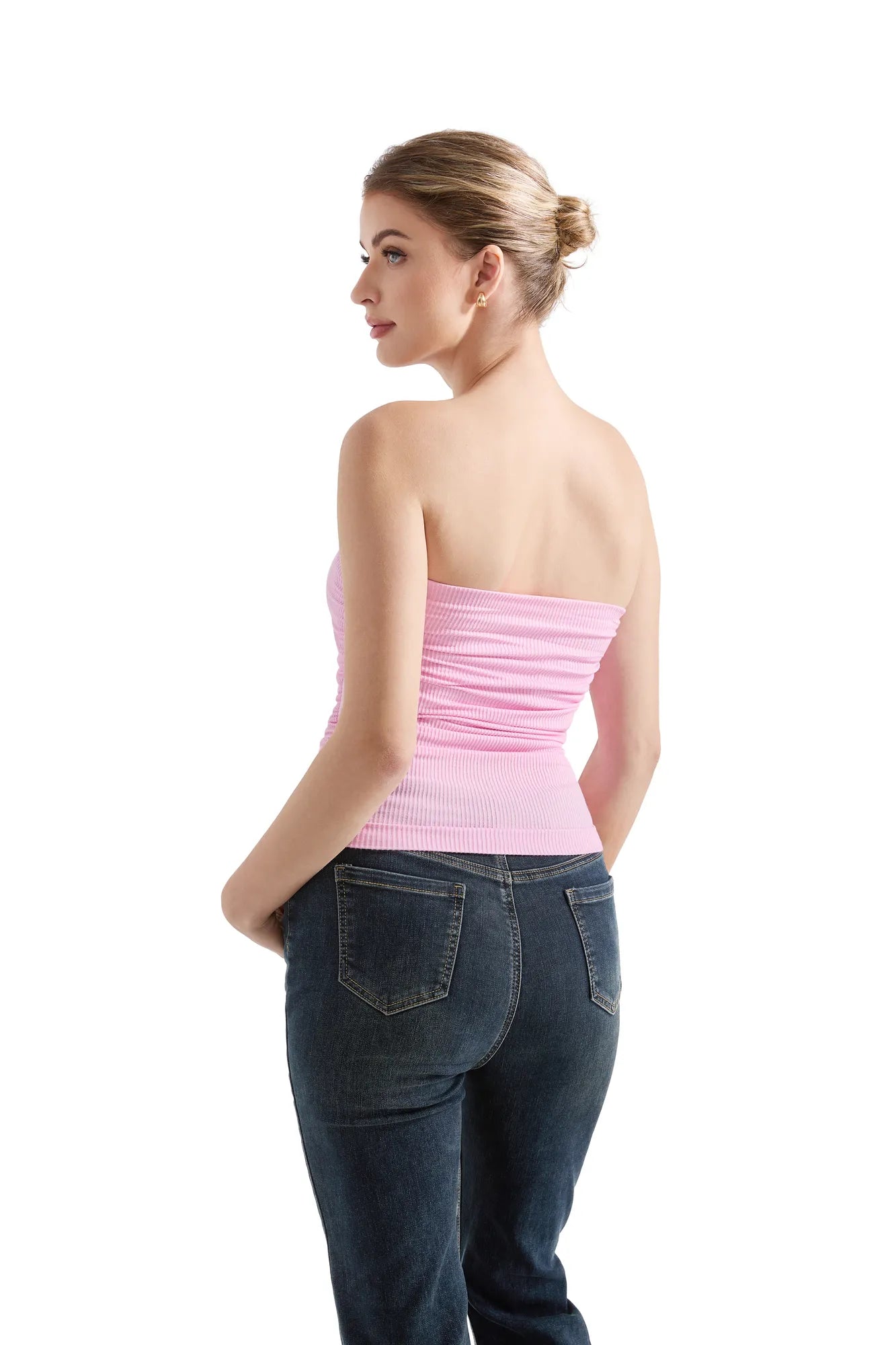 Ribbed Ruched Tube Top