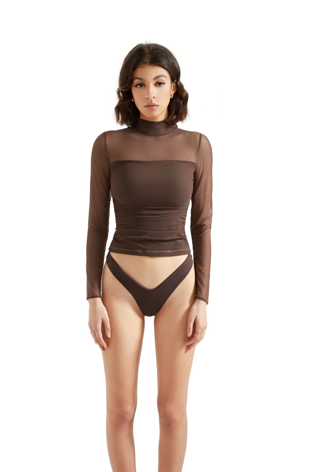Mesh Mock Neck Shirt - Long Sleeve
