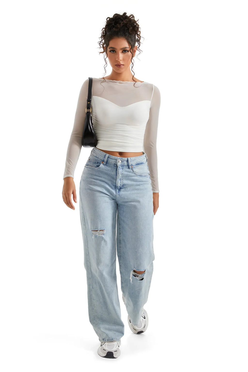 Mesh Boat Neck Shirt - Long Sleeve