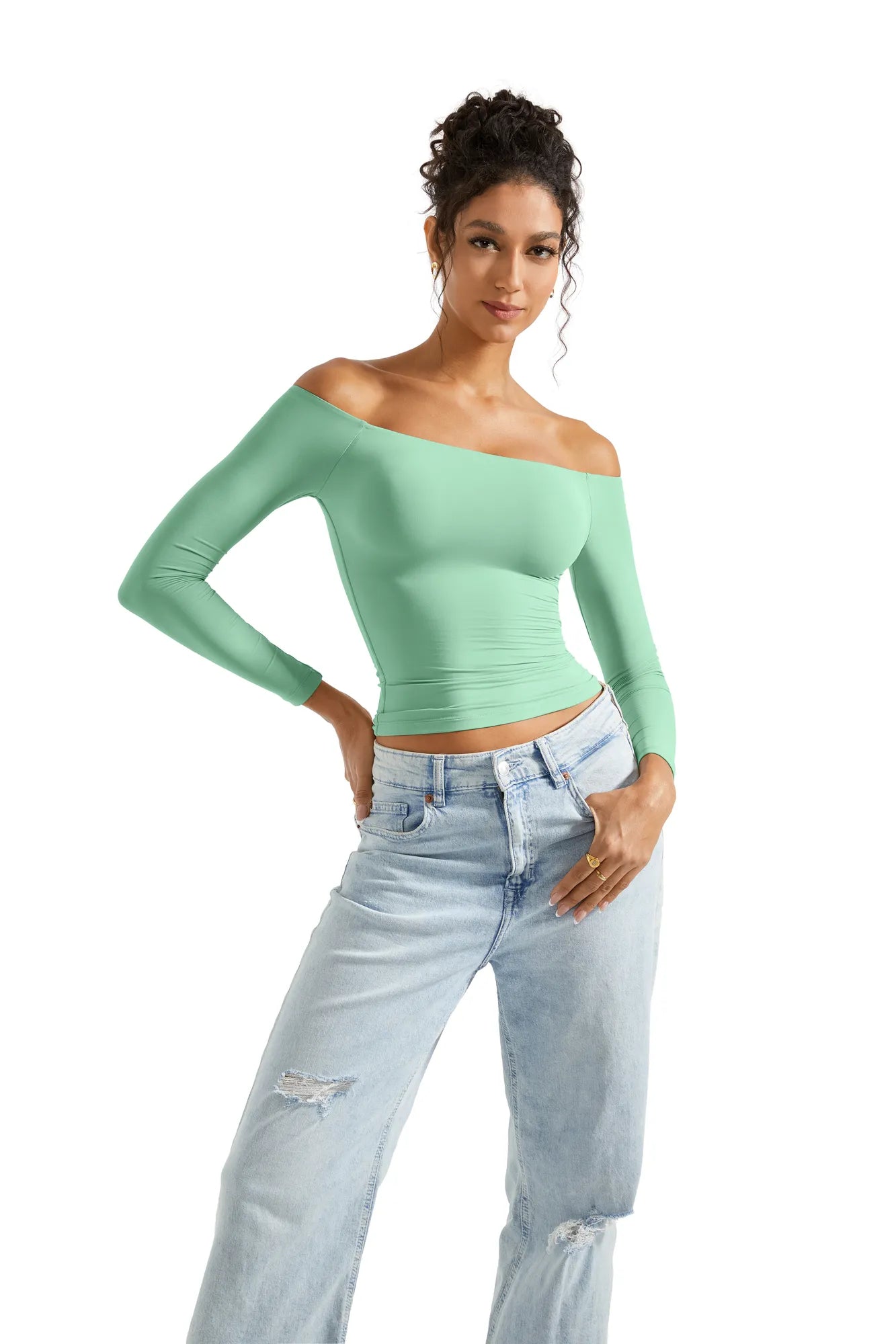 Buttery Soft Off Shoulder Shirt - Long Sleeve