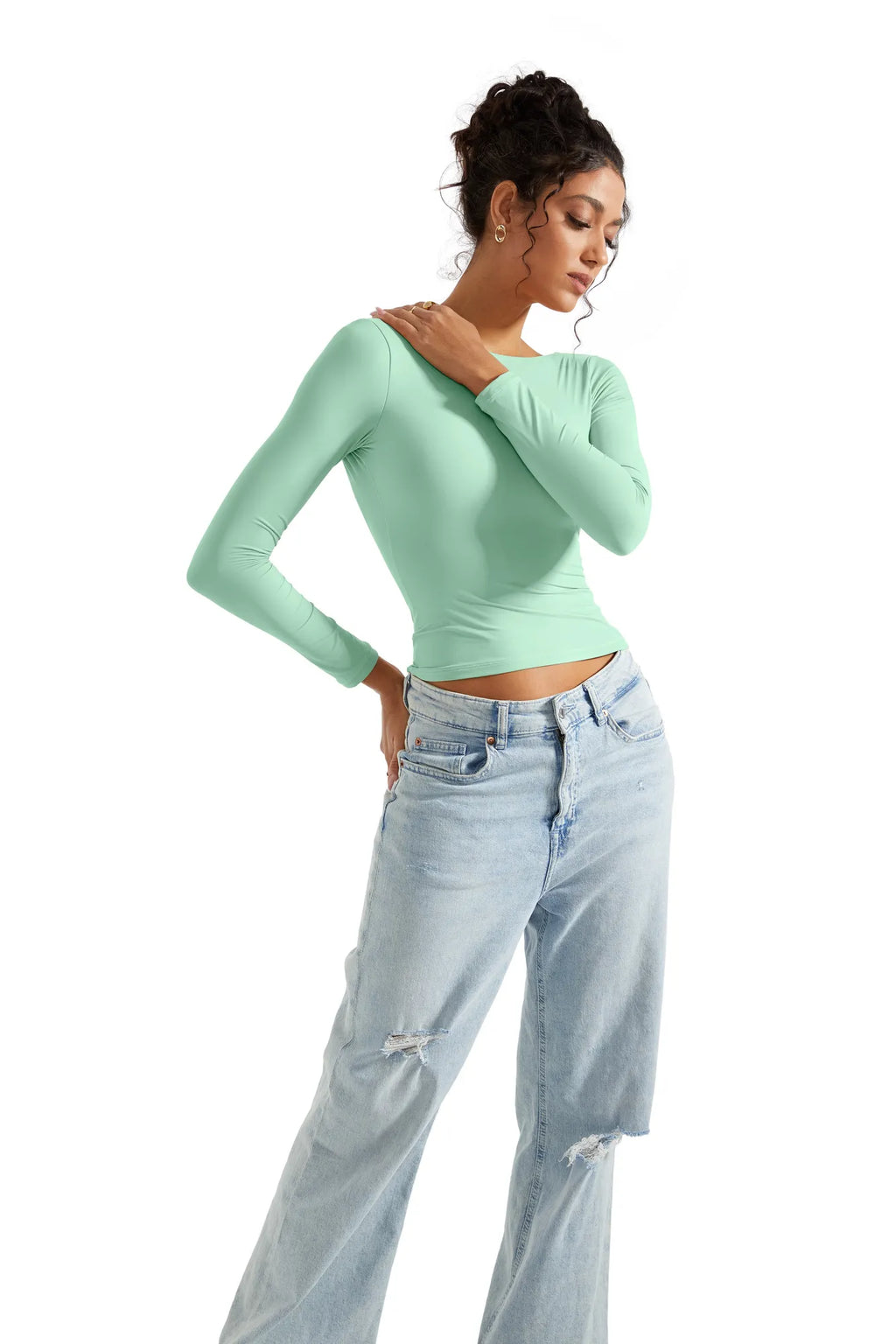 Buttery Soft Open Back Shirt - Long Sleeve
