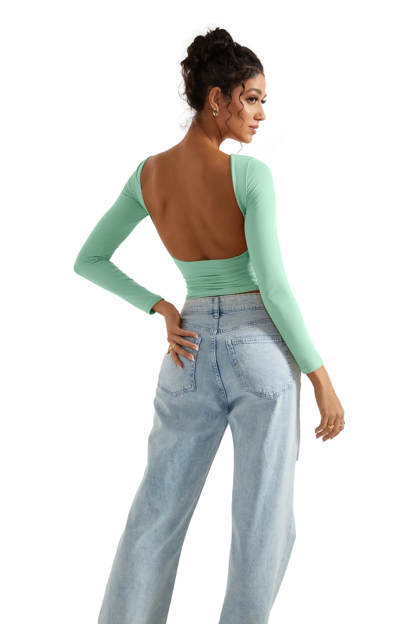 Buttery Soft Open Back Shirt - Long Sleeve