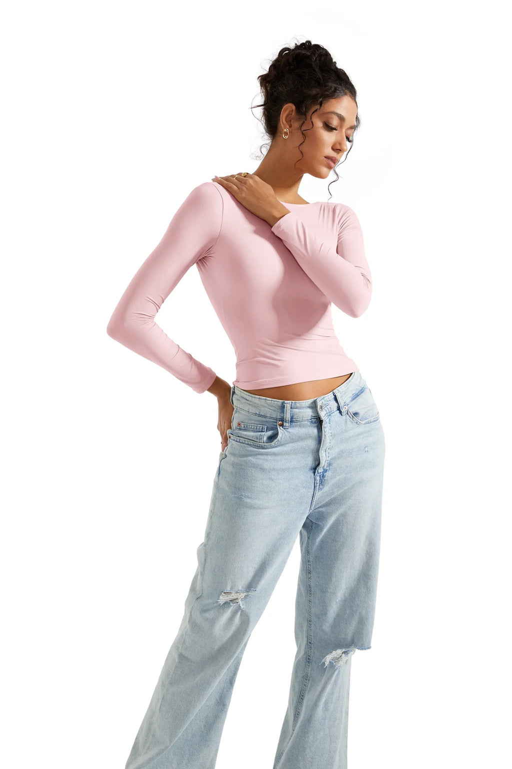 Buttery Soft Open Back Shirt - Long Sleeve