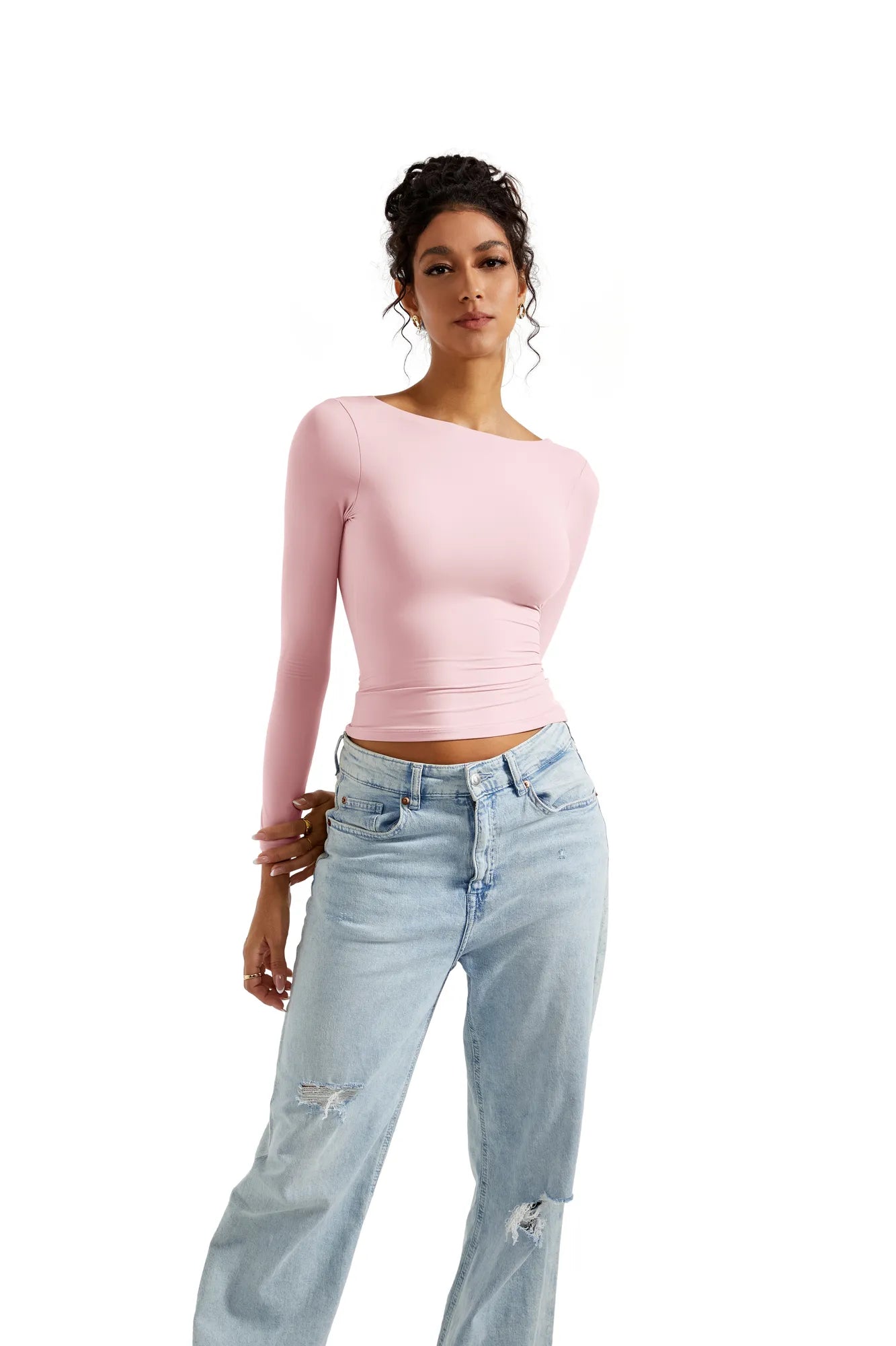 Buttery Soft Open Back Shirt - Long Sleeve