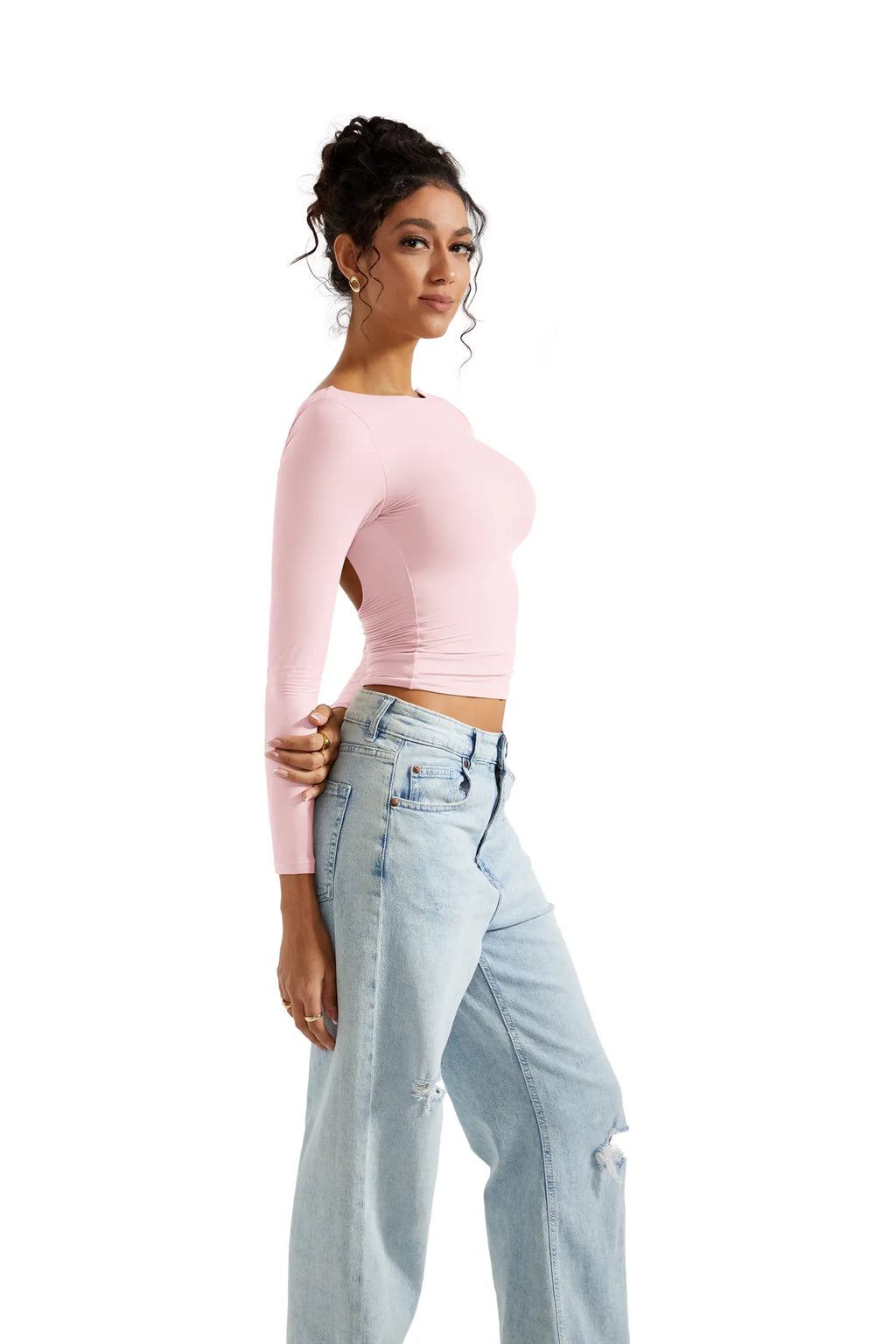 Buttery Soft Open Back Shirt - Long Sleeve