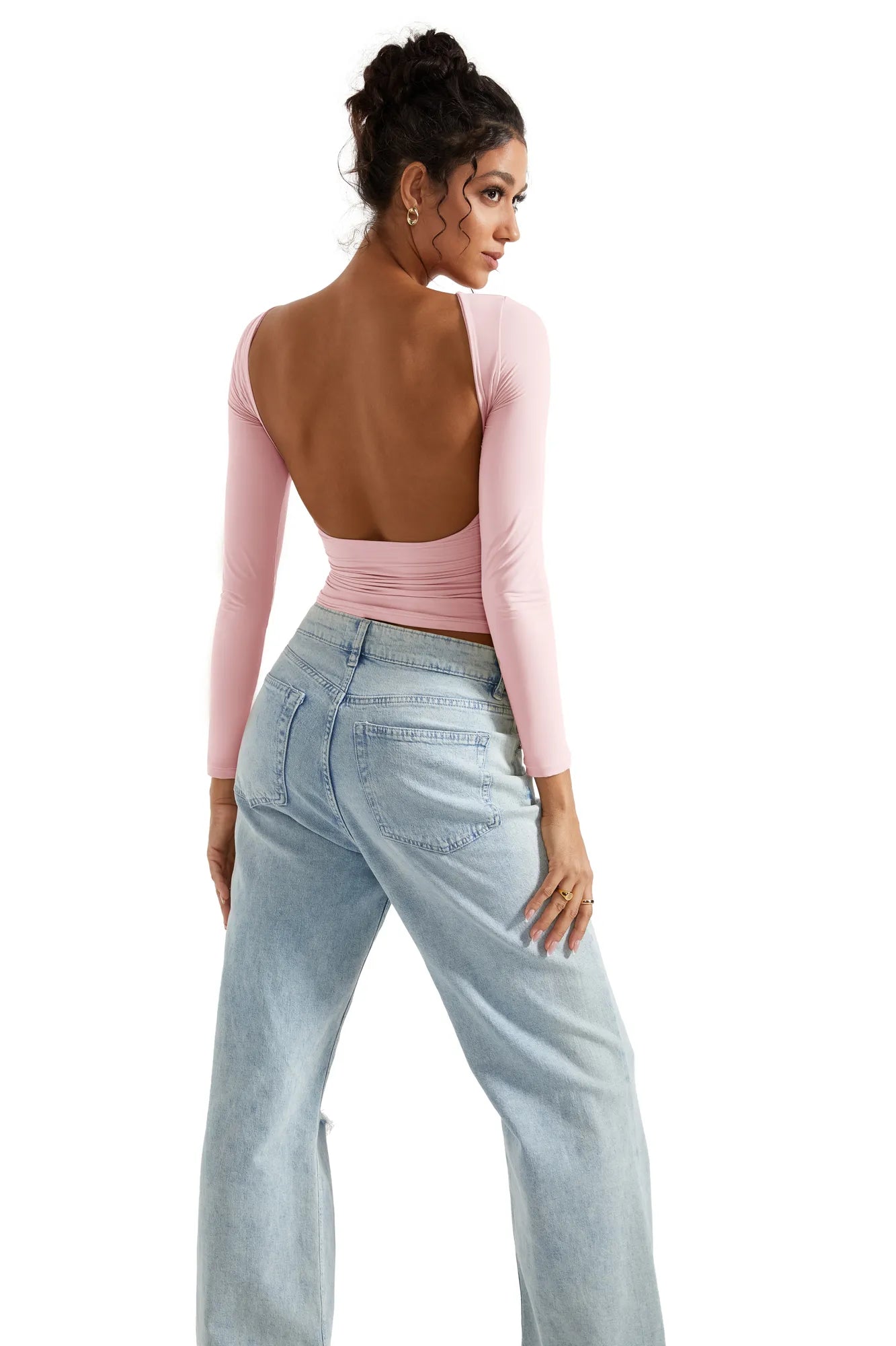 Buttery Soft Open Back Shirt - Long Sleeve
