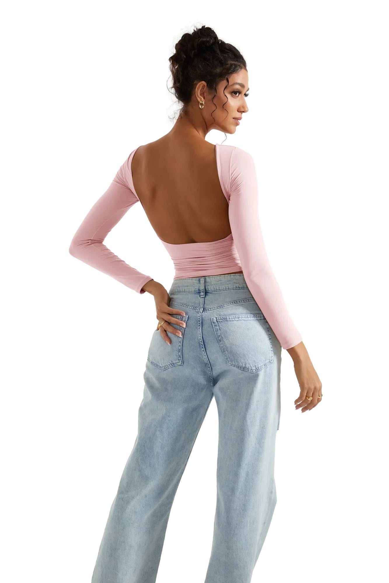 Buttery Soft Open Back Shirt - Long Sleeve