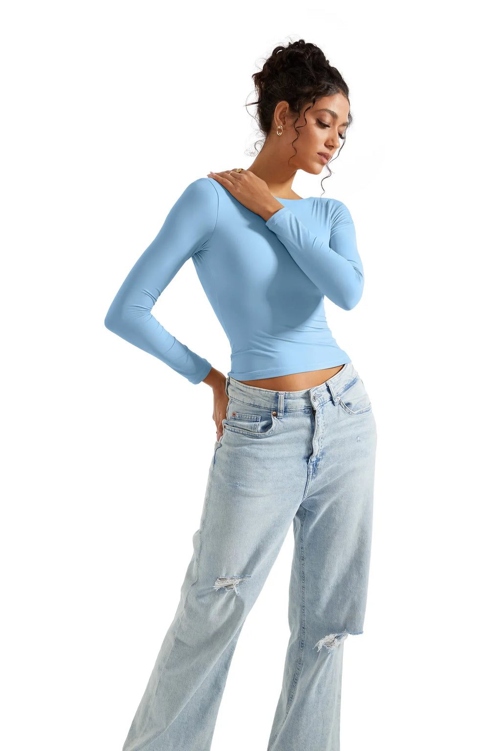 Buttery Soft Open Back Shirt - Long Sleeve