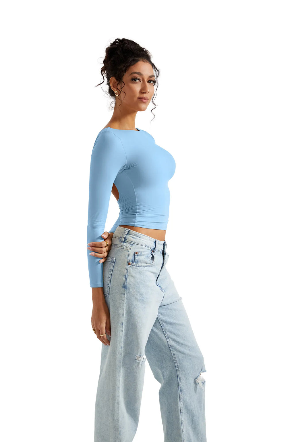 Buttery Soft Open Back Shirt - Long Sleeve