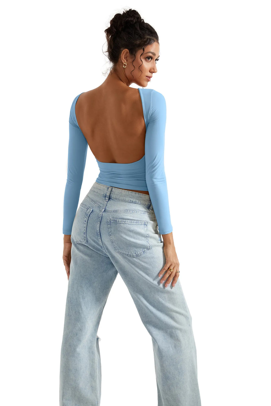 Buttery Soft Open Back Shirt - Long Sleeve