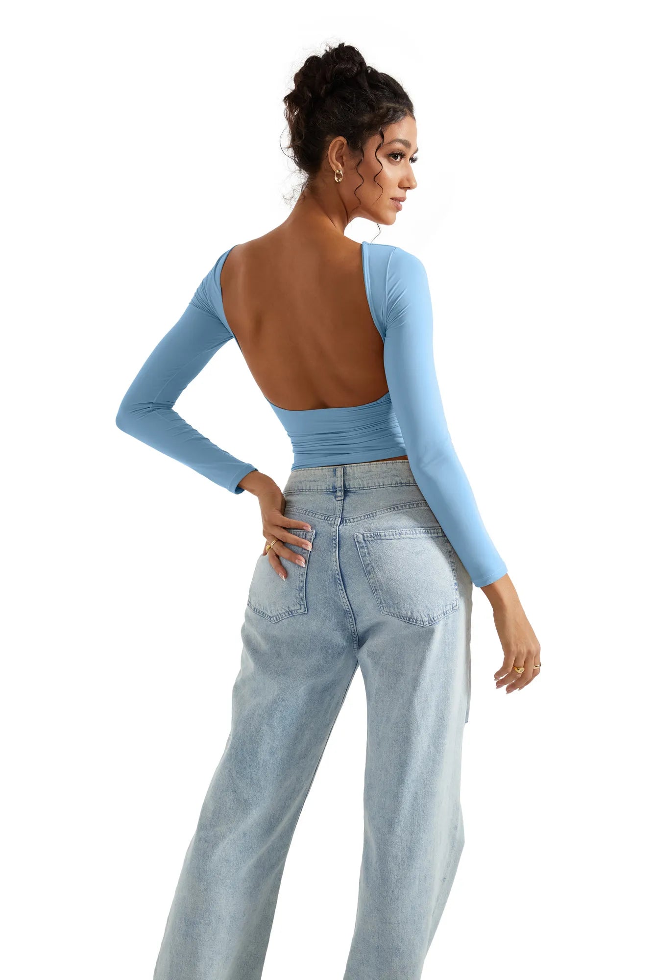 Buttery Soft Open Back Shirt - Long Sleeve