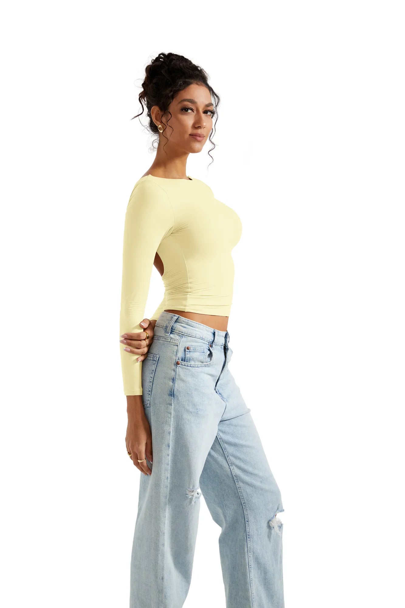 Buttery Soft Open Back Shirt - Long Sleeve