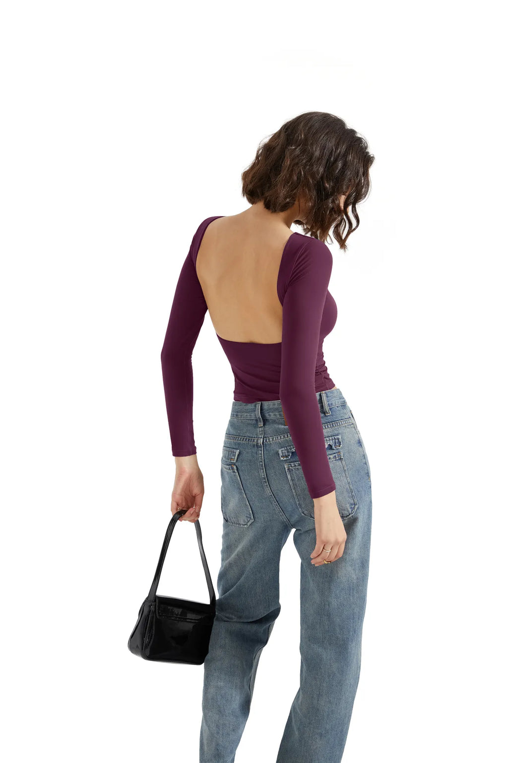 Buttery Soft Open Back Shirt - Long Sleeve