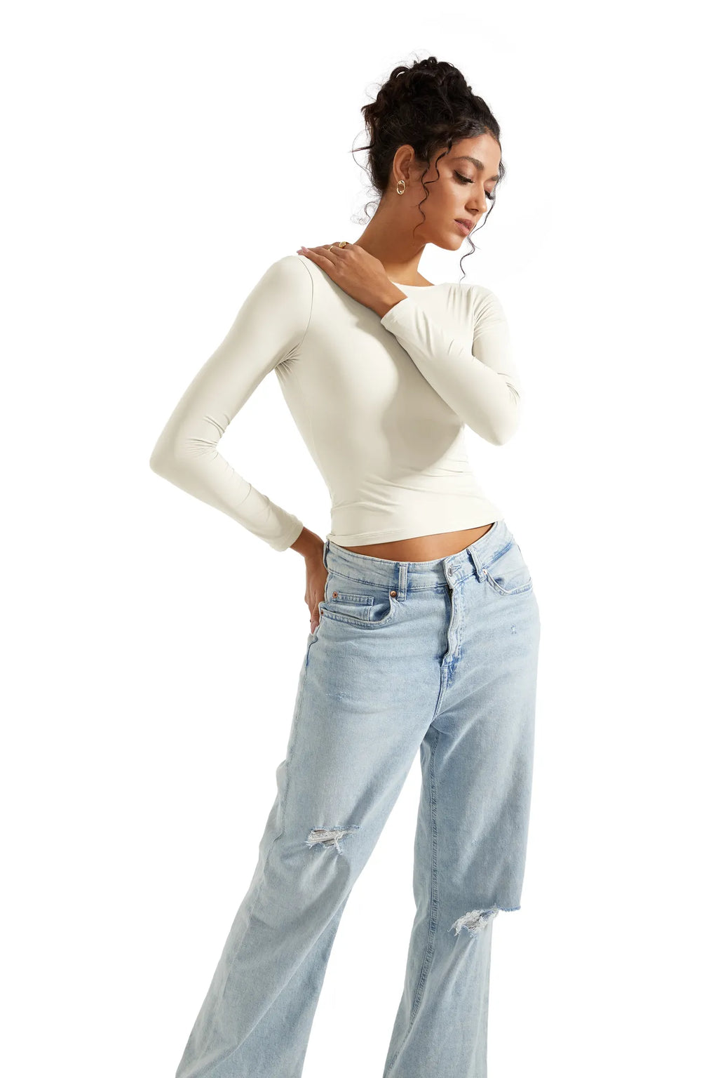 Buttery Soft Open Back Shirt - Long Sleeve