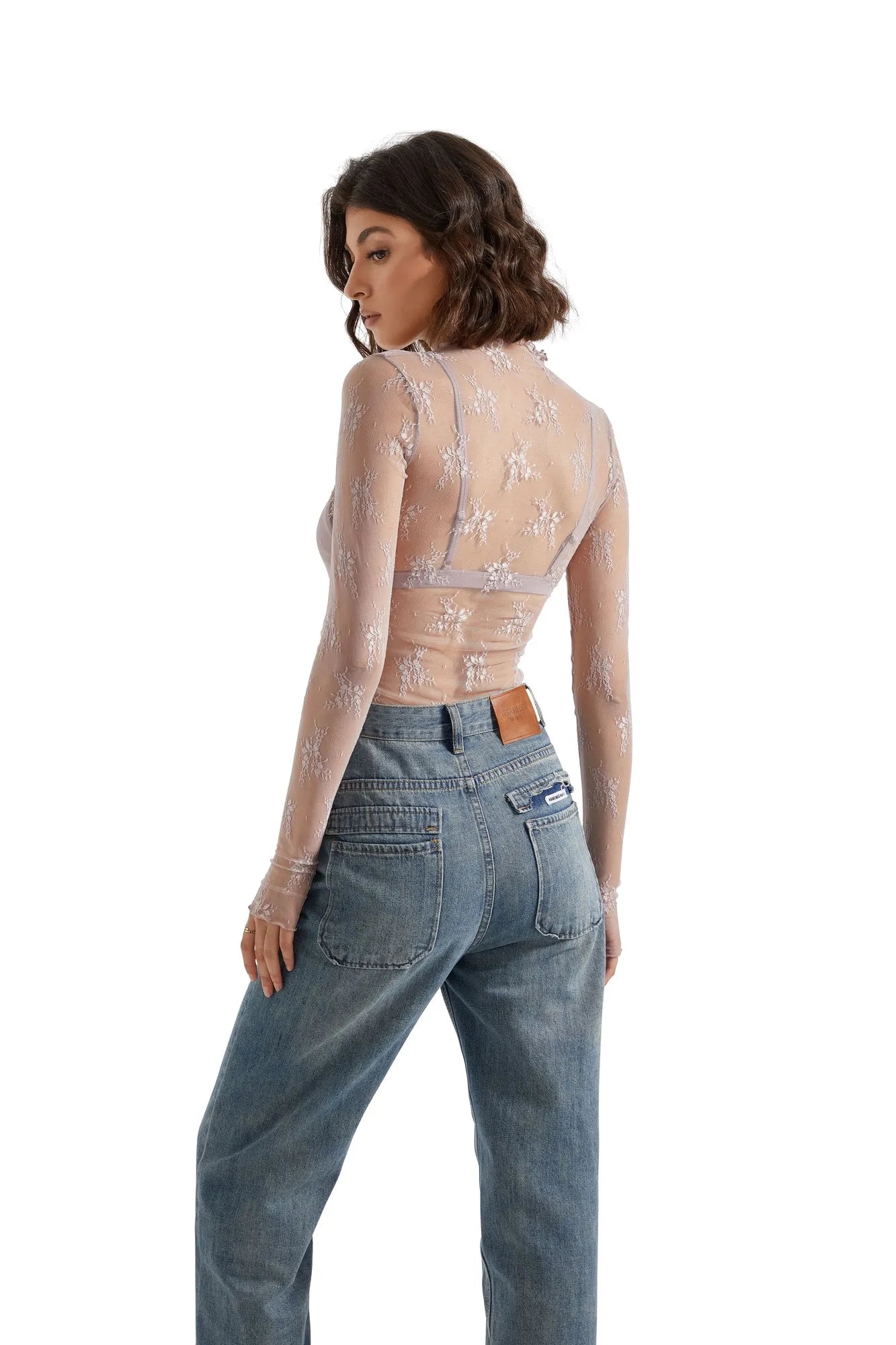 Mesh Lace Cover Shirt - Long Sleeve