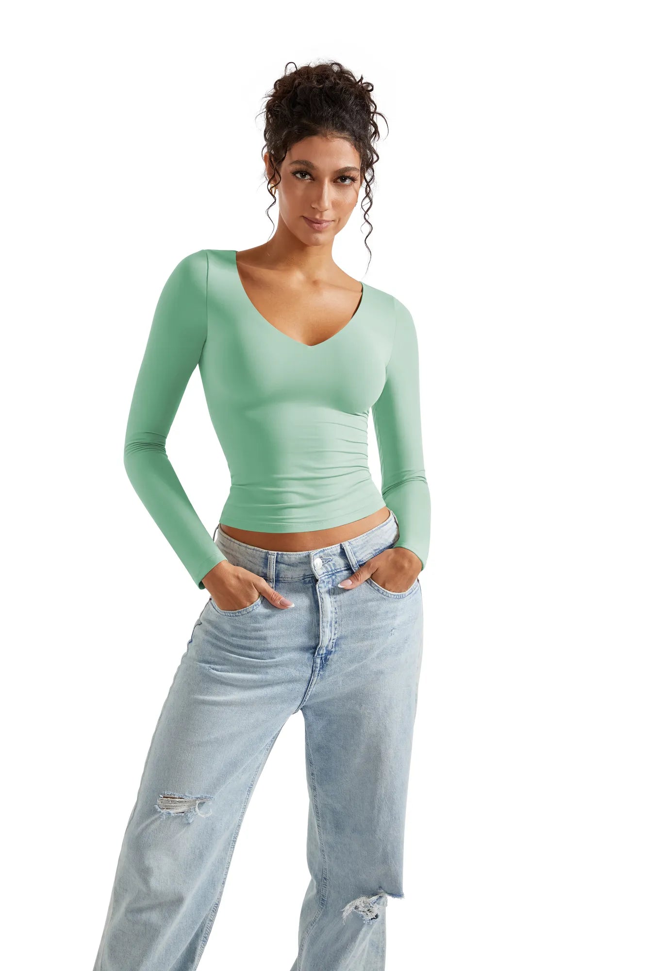 Buttery Soft V Neck Shirt - Long Sleeve