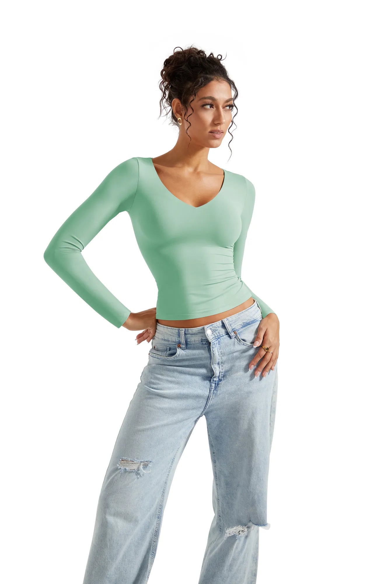 Buttery Soft V Neck Shirt - Long Sleeve