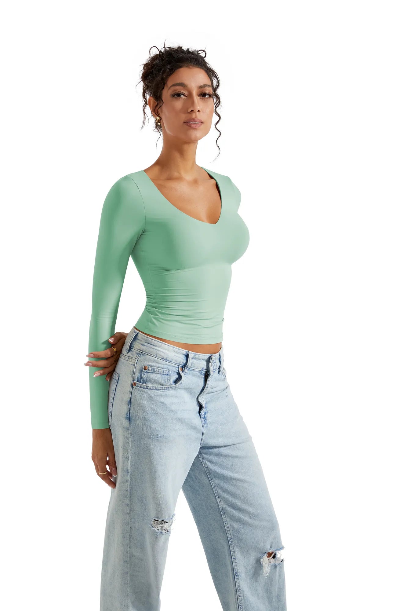 Buttery Soft V Neck Shirt - Long Sleeve